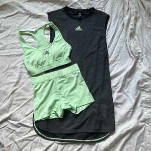 Adidas 3piece workout set/ black, grey, pastel green/ size XS